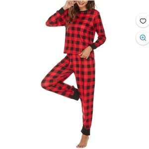 NWOT Ricki’s Red Plaid Long Sleeve Pajama Top and Joggers Set Size XXL